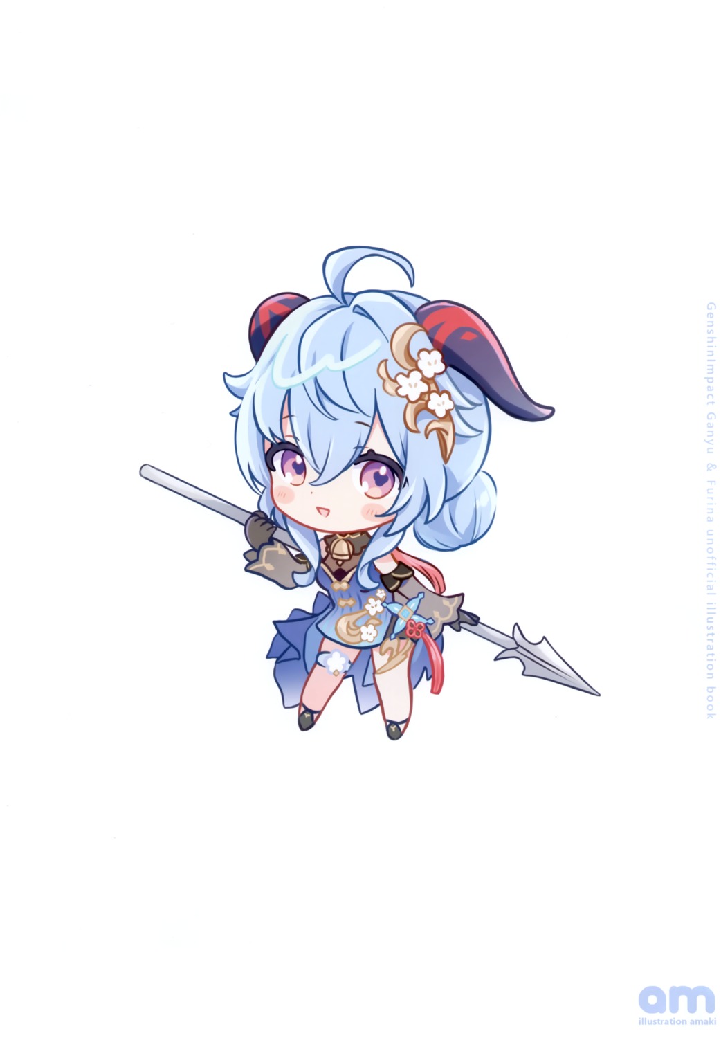 amaki, amaki_ruto, asian_clothes, chibi, ganyu, garter, genshin_impact, horns