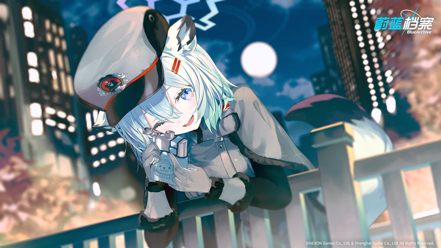 animal_ears, blue_archive, halo, makihitsuji, mayoi_shigure, tail, uniform, wallpaper