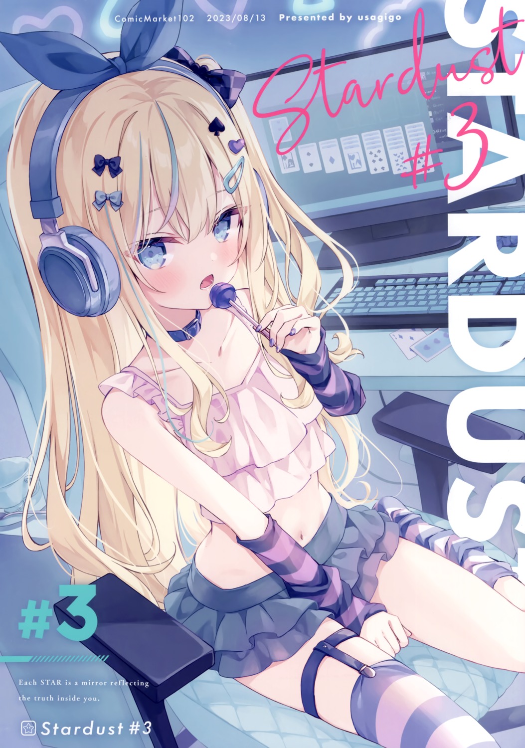 garter, headphones, hoshi, stockings, thighhighs, usagigo
