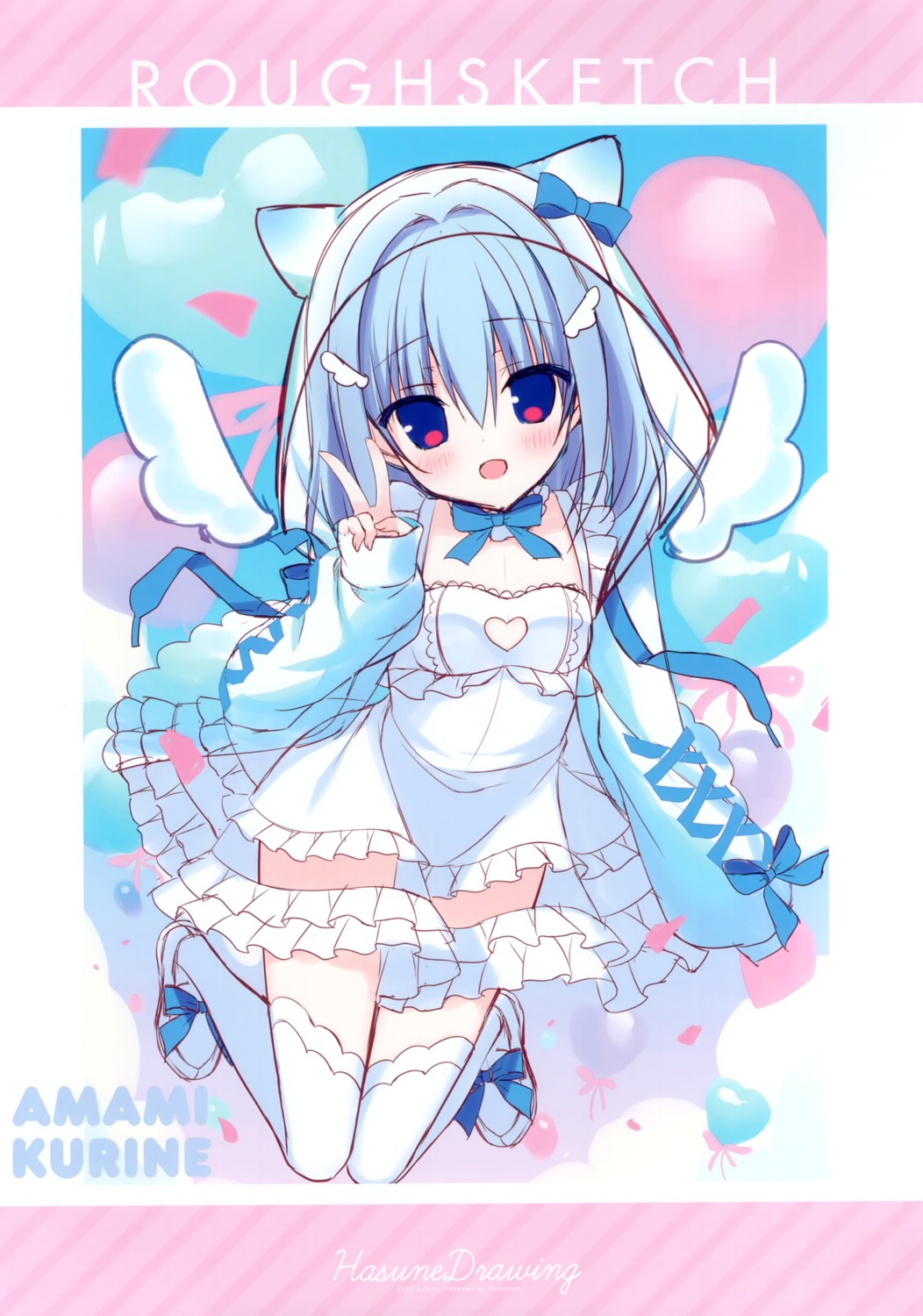 amami_kurine, dress, haconect, hasune, hasuneya, horns, see_through, sketch