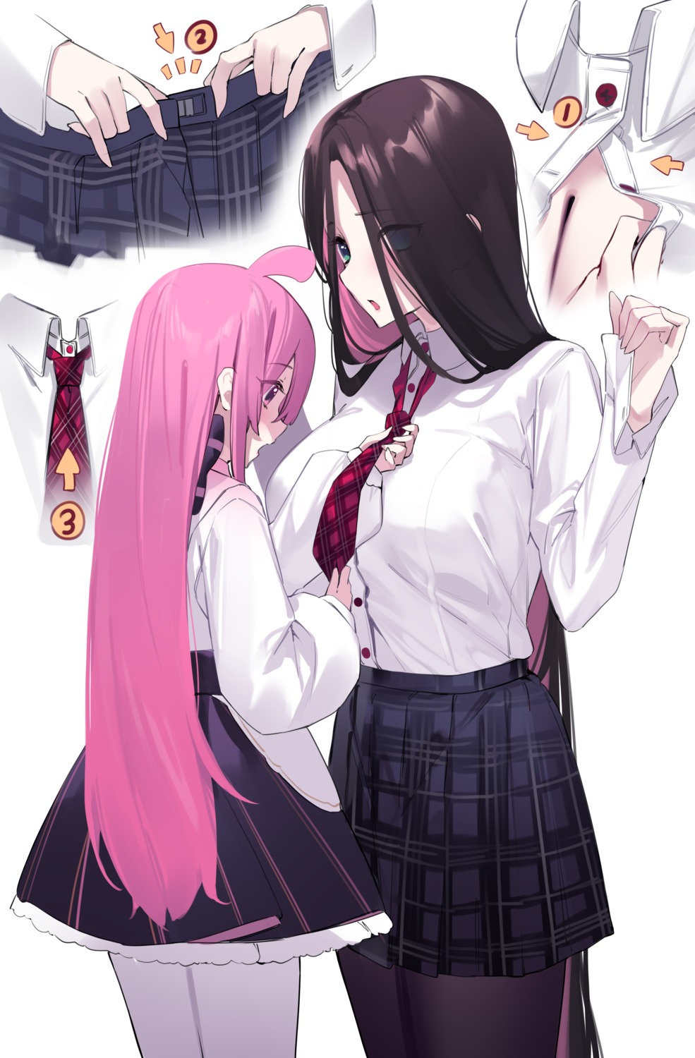ako_ko, cleavage, open_shirt, pantyhose, pity, seifuku, undressing, yaguo