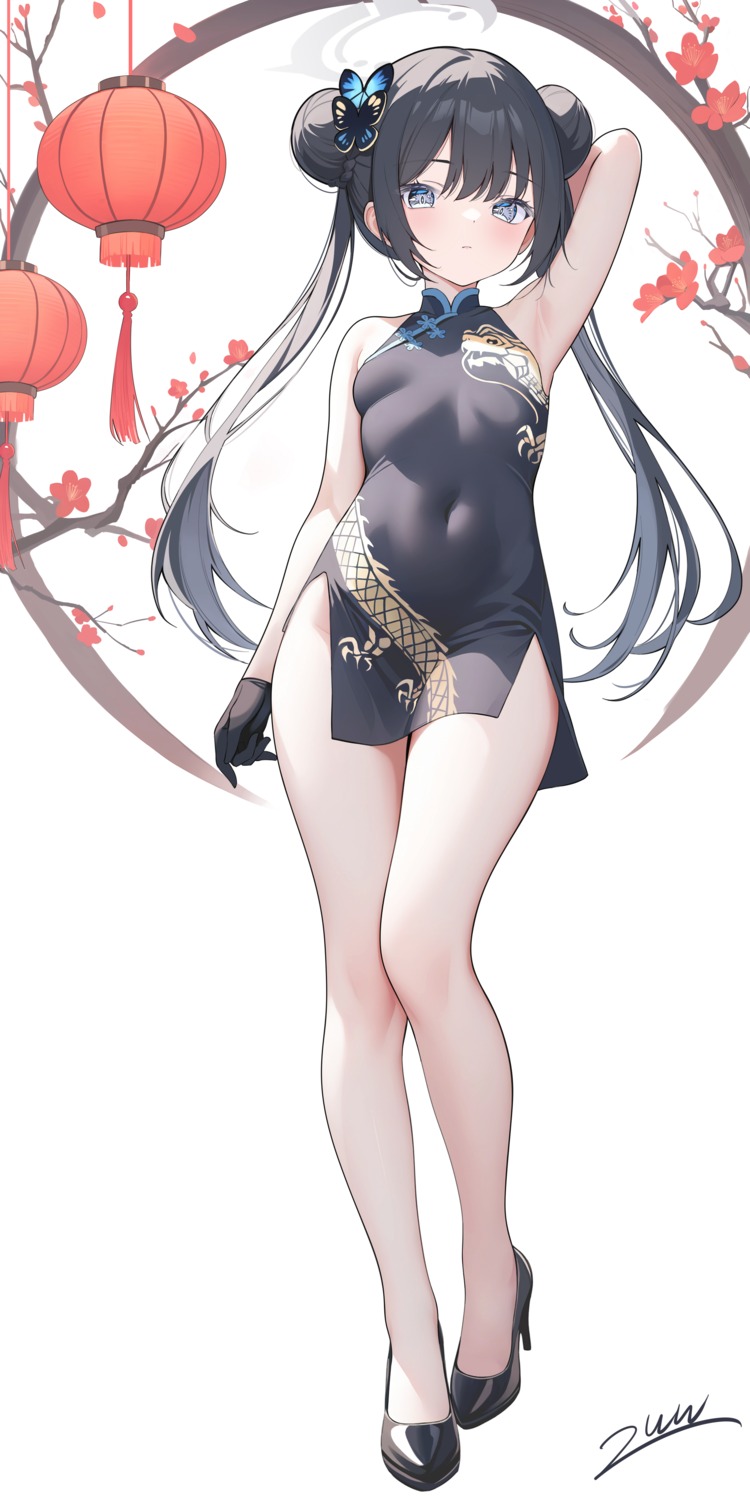 blue_archive, chinadress, halo, heels, nopan, ryuuge_kisaki, zuu_(qq770463651)