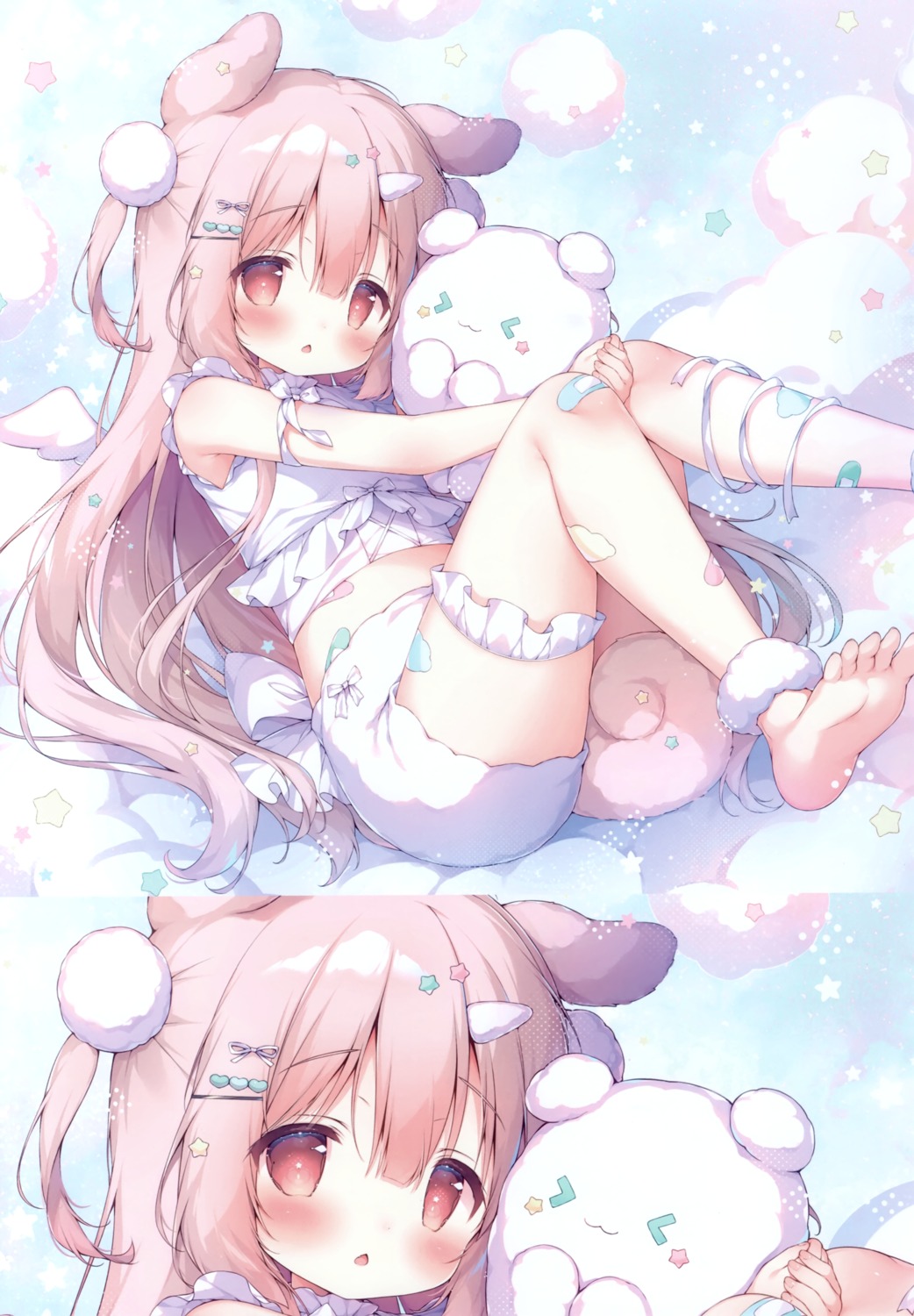 animal_ears, bandaid, garter, inumimi, mochi_peach, momozu_komamochi, tail, wings