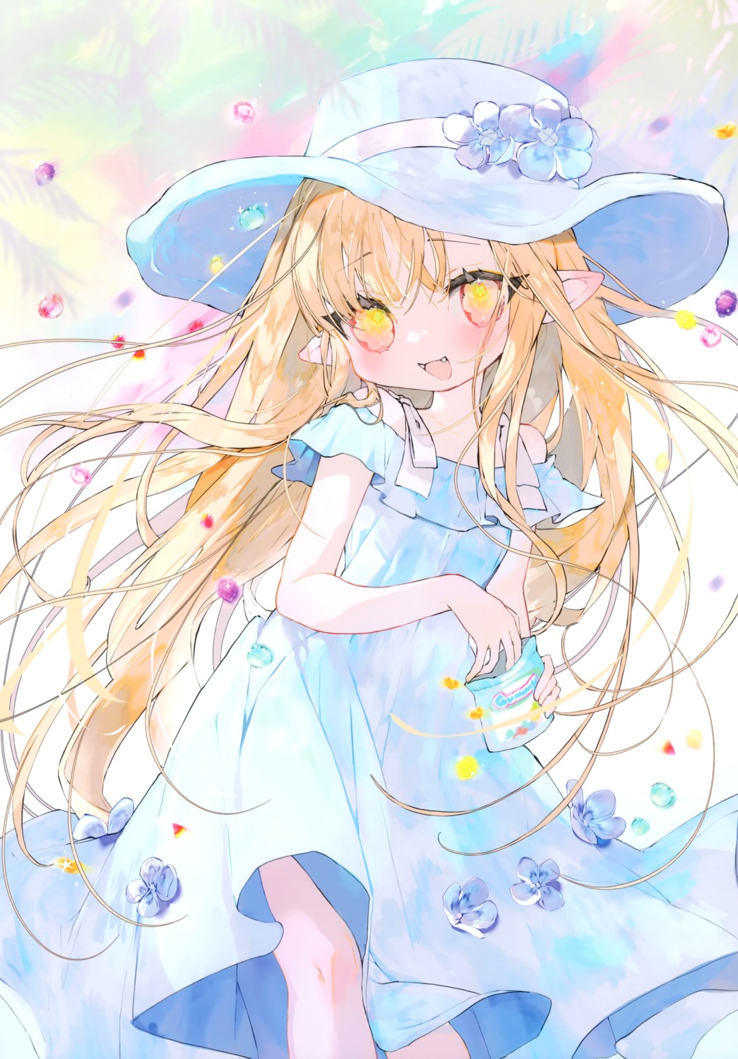 dress, komeko_meko, meroremo, pointy_ears, skirt_lift, summer_dress