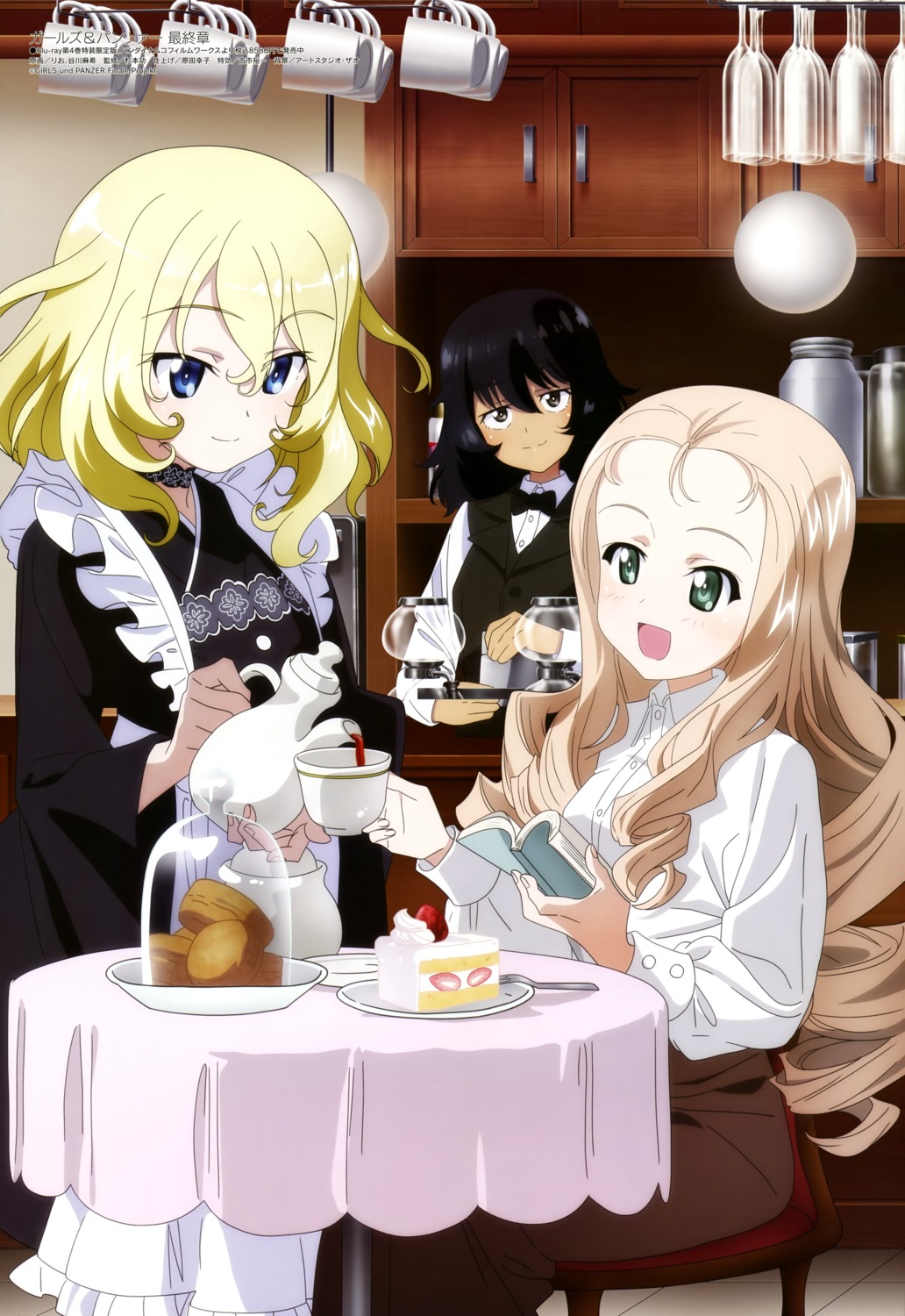 andou_rena, girls_und_panzer, maid, marie_(girls_und_panzer), oshida_ruka, rio_(artist), tanigawa_maki, uniform