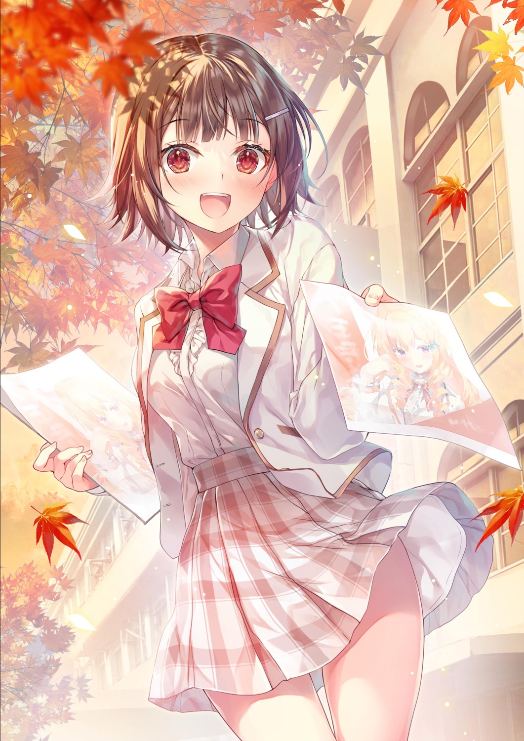 asahi_karen, miwabe_sakura, saijo_no_osewa, seifuku, skirt_lift, tennouji_mirei