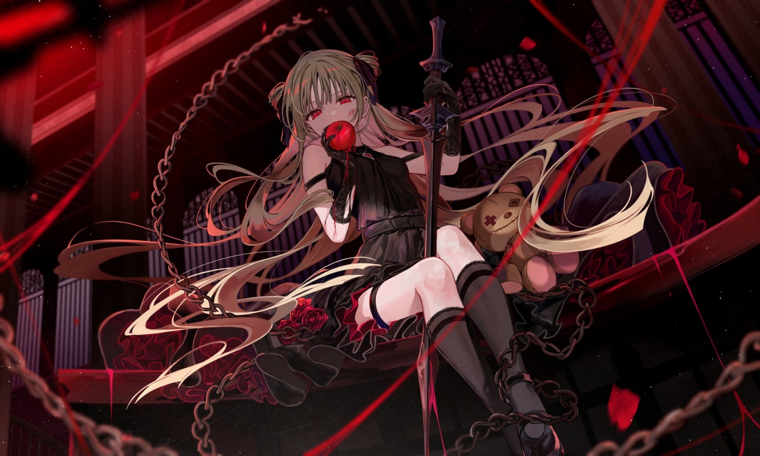 dress, garter, samayoi, sword