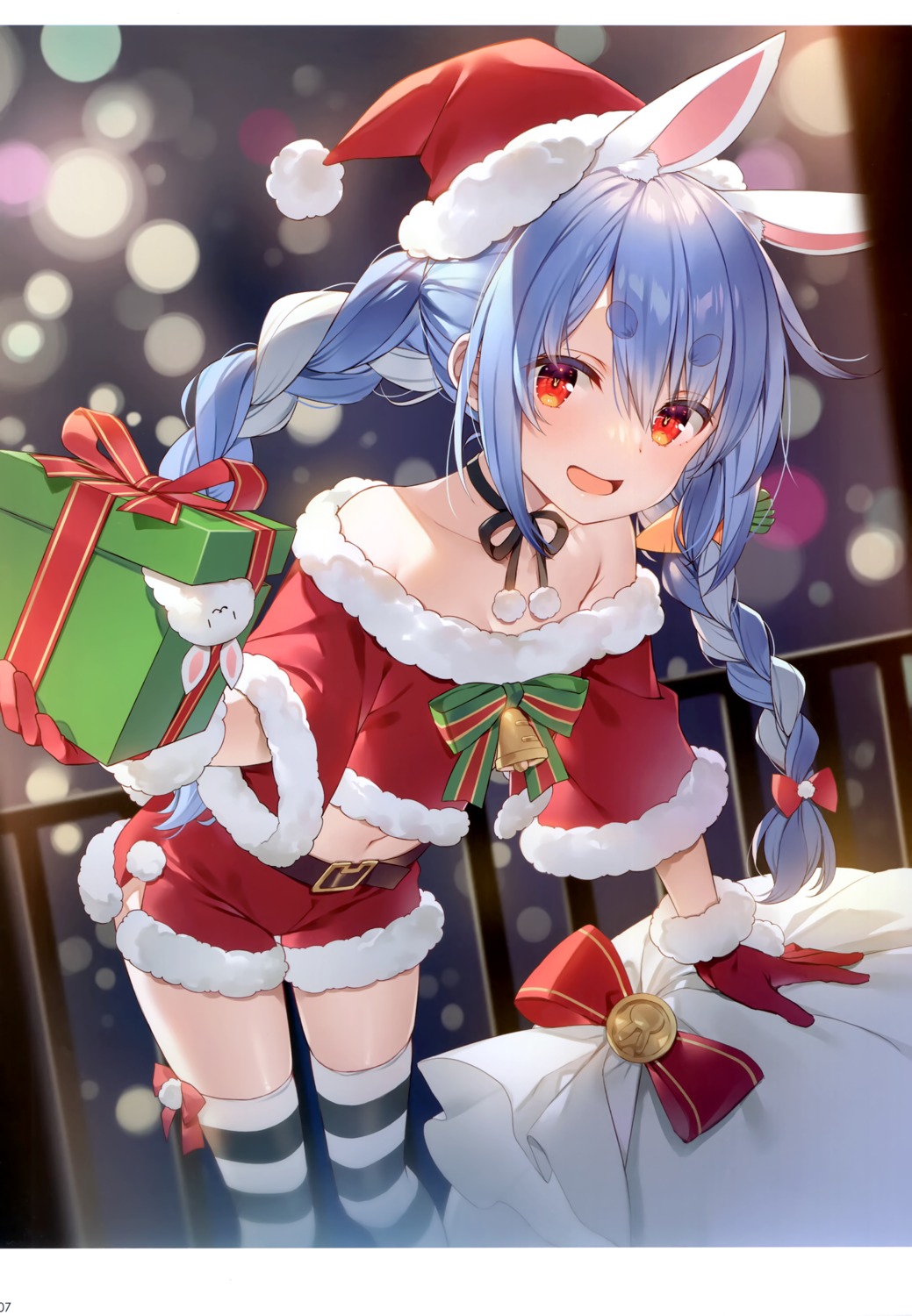 animal_ears, bunny_ears, christmas, hololive, no_bra, tail, thighhighs, usada_pekora