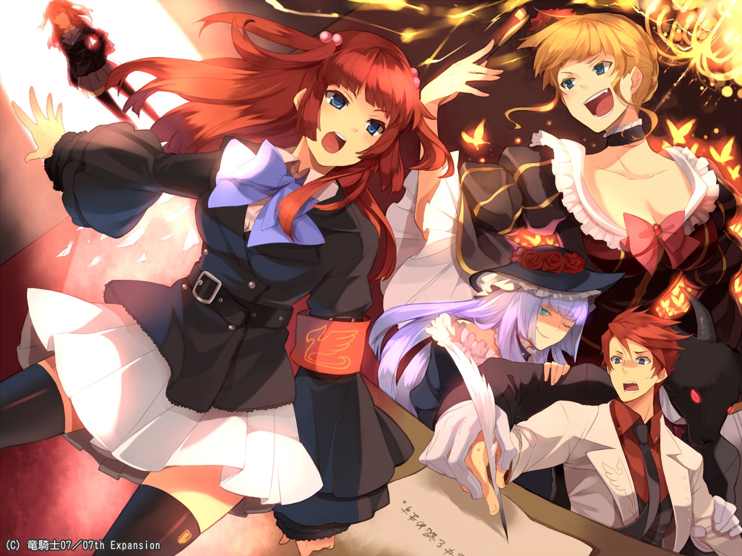 beatrice, dress, hanokage, thighhighs, umineko_no_naku_koro_ni, ushiromiya_ange, ushiromiya_battler, virgilia