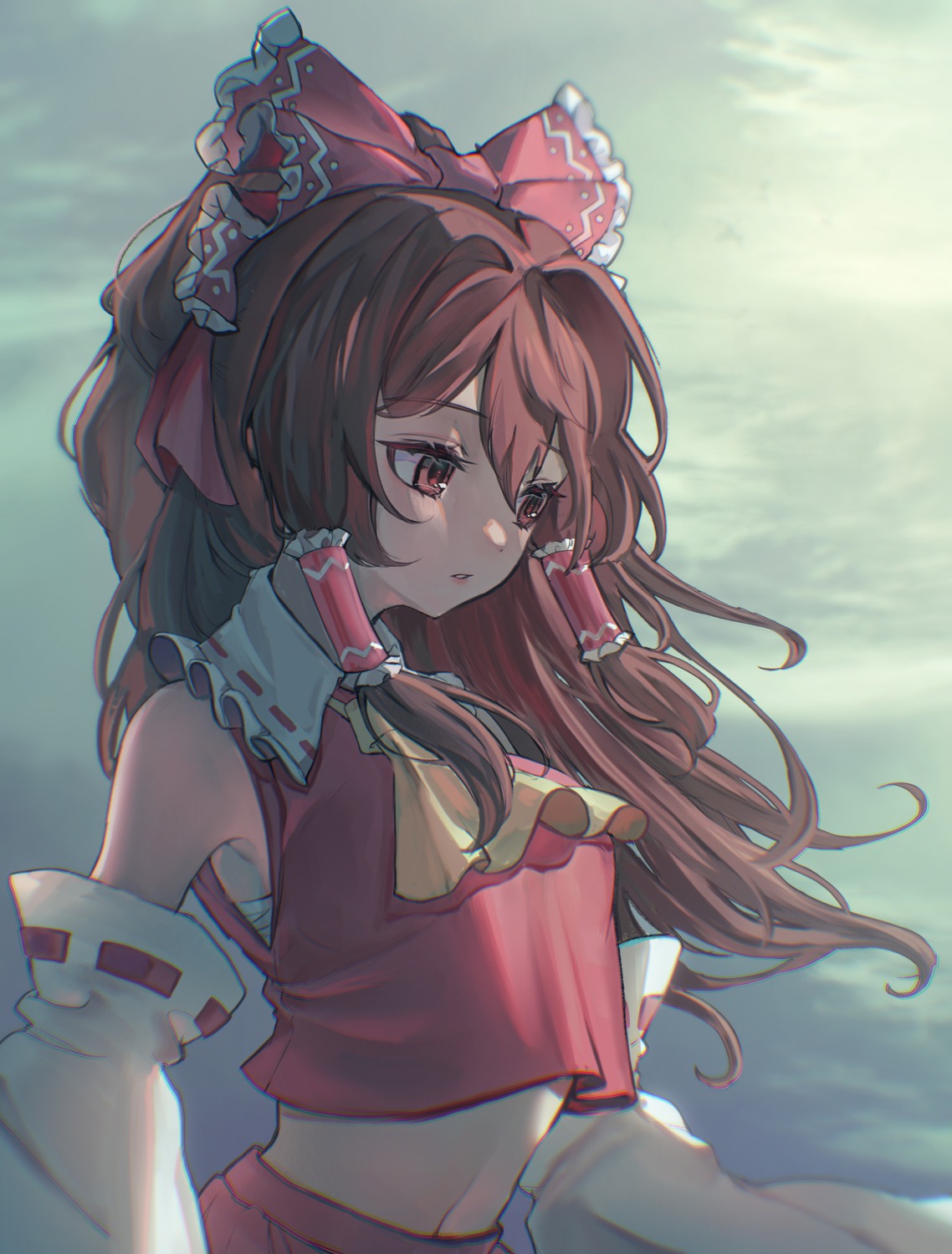 hakurei_reimu, miko, qiu_ju, sarashi, touhou