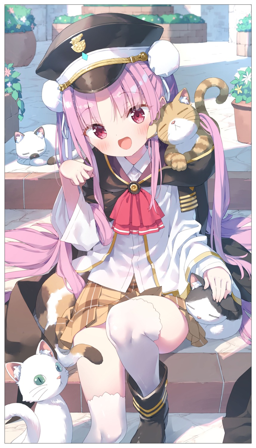 heaven_burns_red, kani_biimu, kunimi_tama, neko, seifuku, skirt_lift, thighhighs