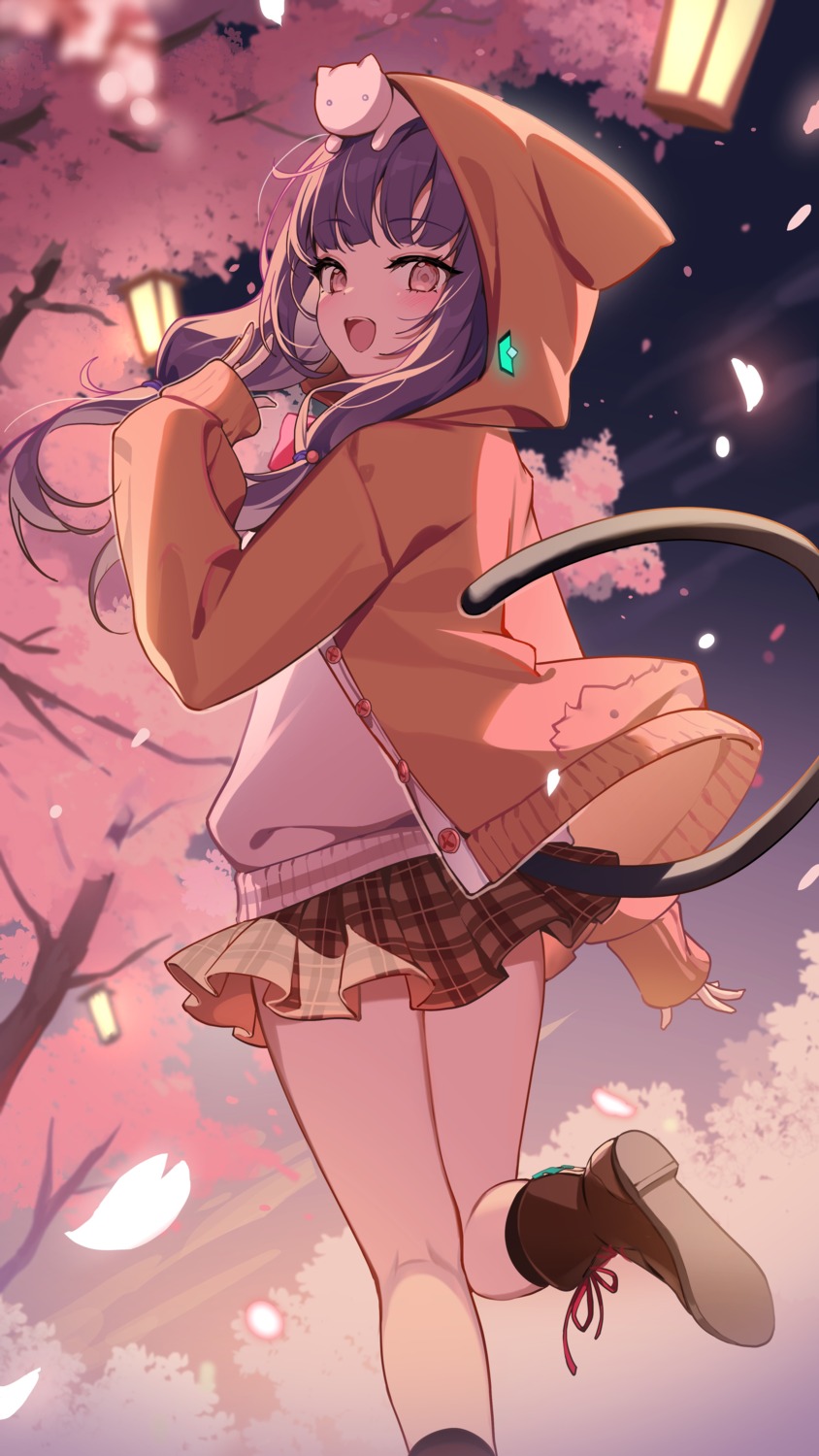 animal_ears, asakura_karen_(heaven_burns_red), heaven_burns_red, icomochi, nekomimi, seifuku, skirt_lift, sweater