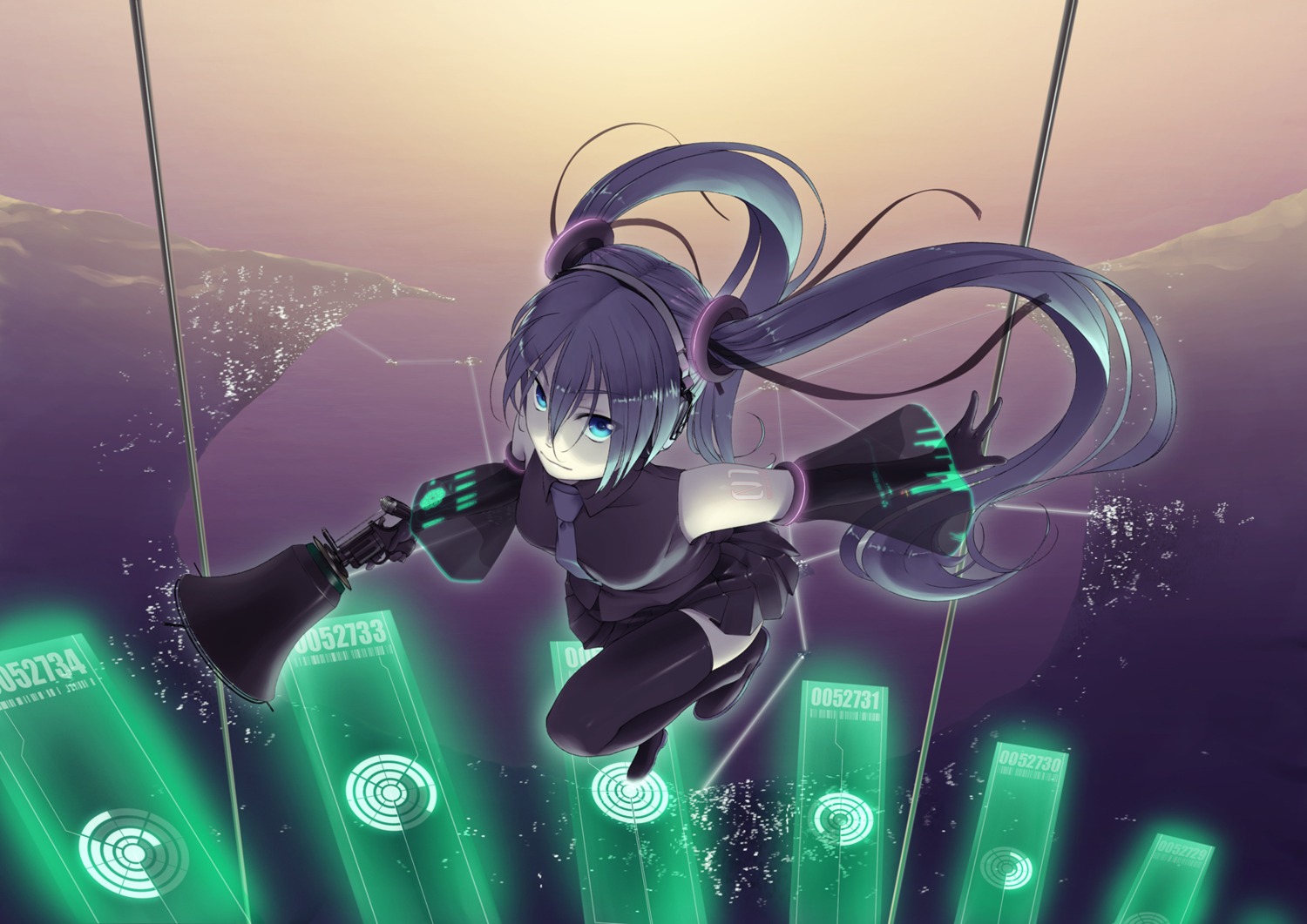 gahaku, hatsune_miku, thighhighs, vocaloid