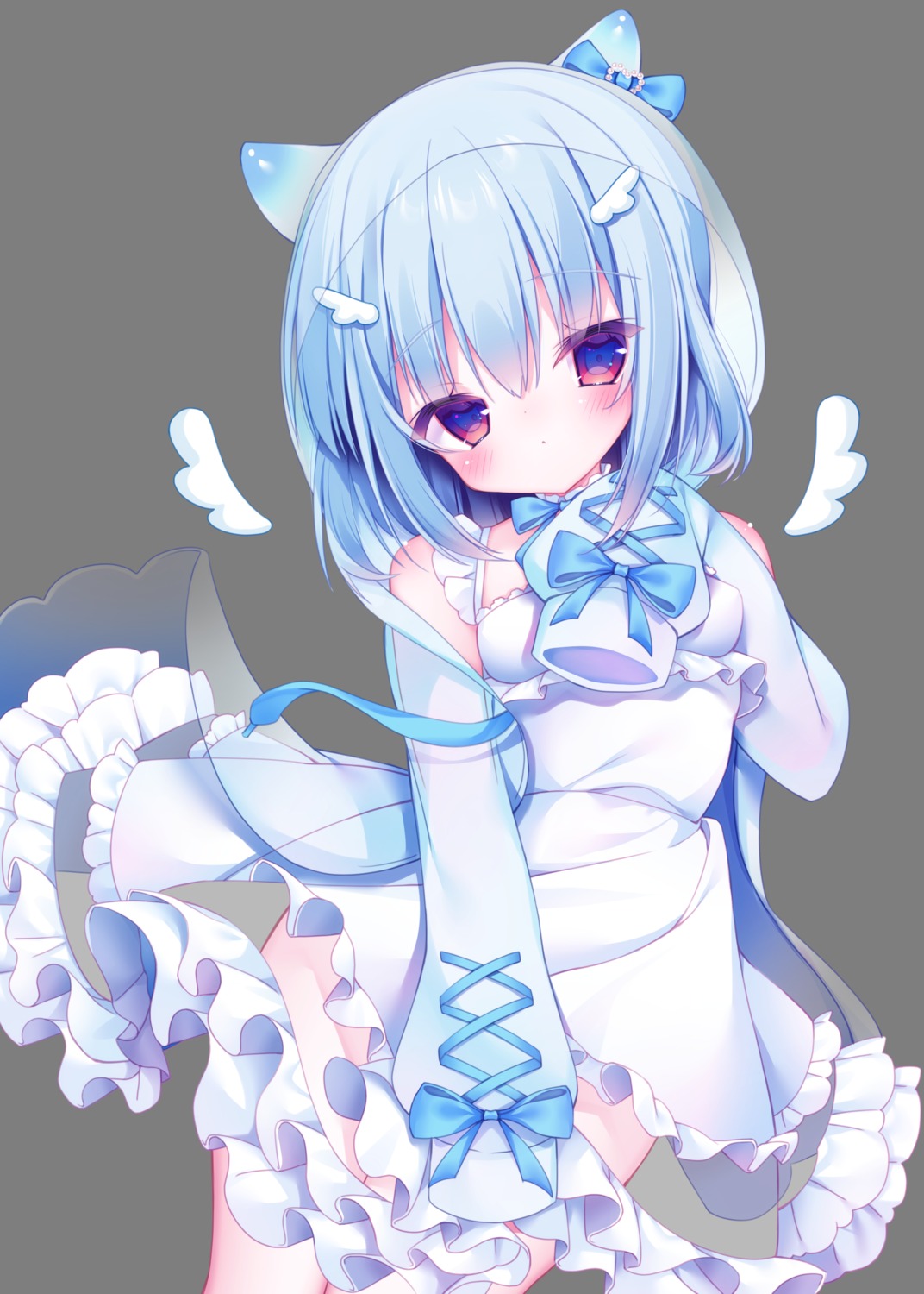 amami_kurine, dress, fuxiyu, haconect, horns, see_through, skirt_lift, transparent_png