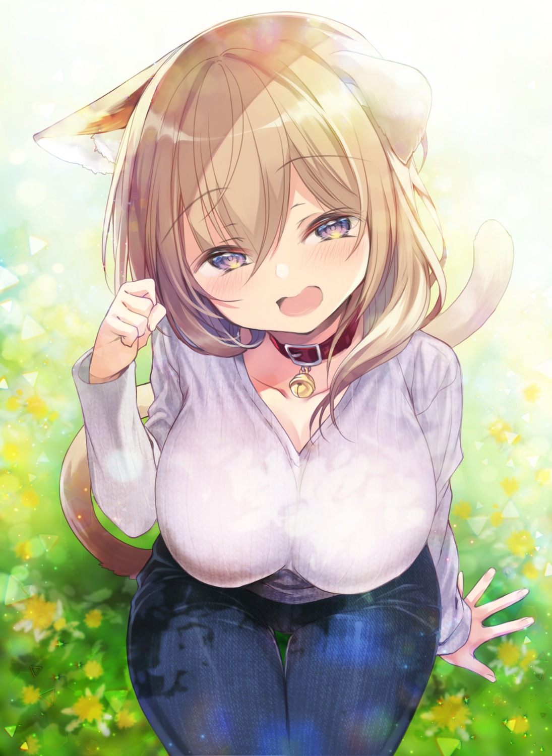 animal_ears, katase_shiori, nekomimi, saisou, sweater, tail, uchi_no_kaisha_no_chiisai_senpai_no_hanashi