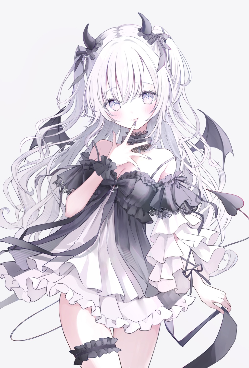 devil, dress, garter, horns, irono1910, tail, wings