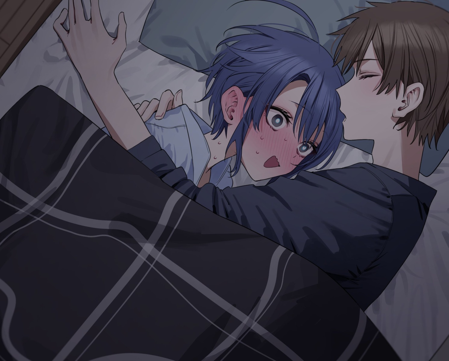 chigusa_minori, himeno_akira, jitsuwa_imouto_deshita., majima_ryouta, pajama, sheets