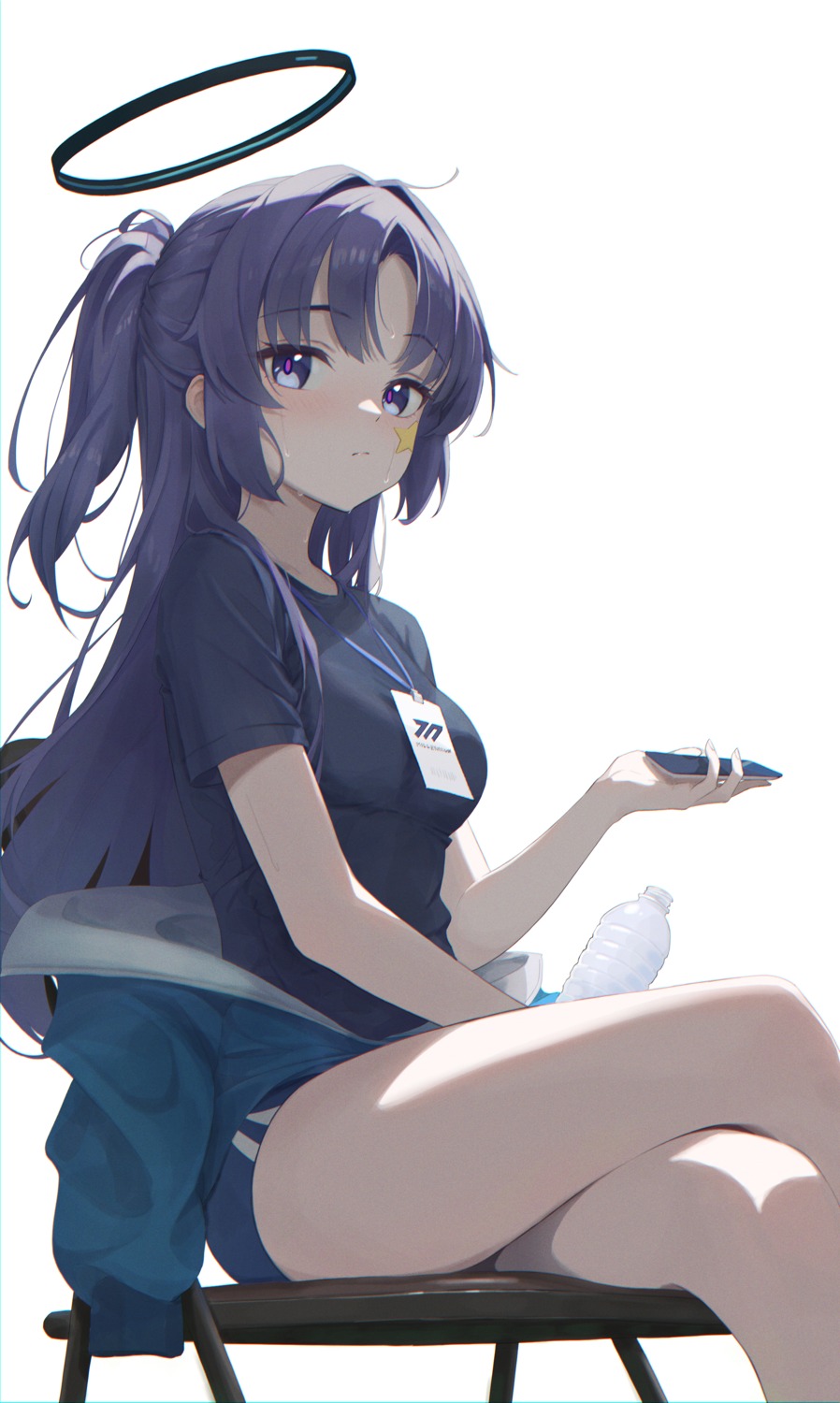 blue_archive, buruma, dixo_(user_srff3835), gym_uniform, halo, hayase_yuuka, tattoo, wet