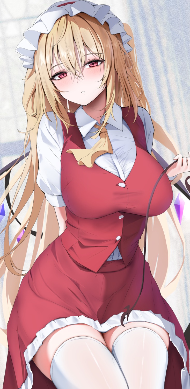 258n, flandre_scarlet, see_through, thighhighs, touhou, wings