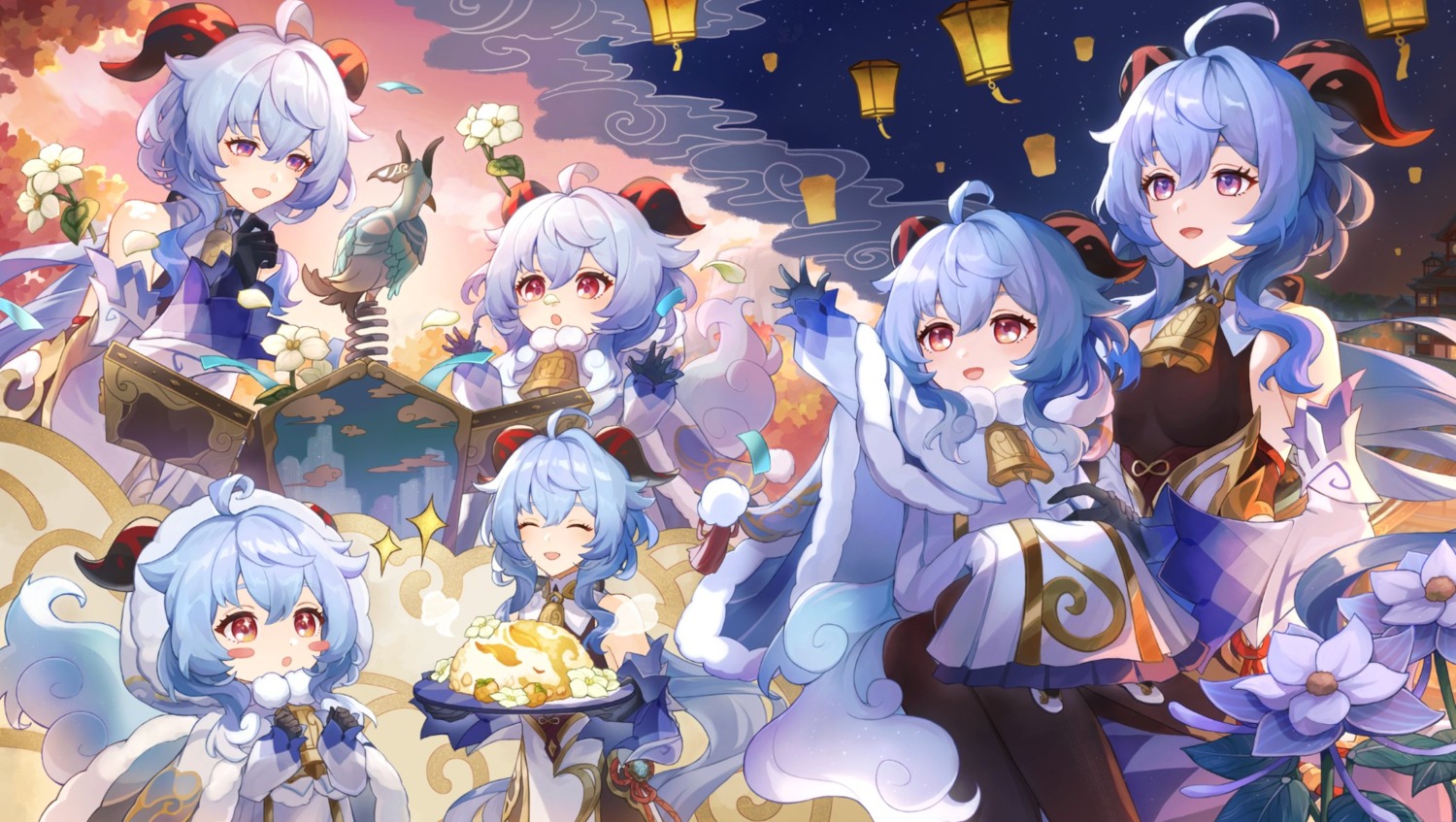 asian_clothes, ganyu, genshin_impact, horns, suitchi_(gn4othi61)