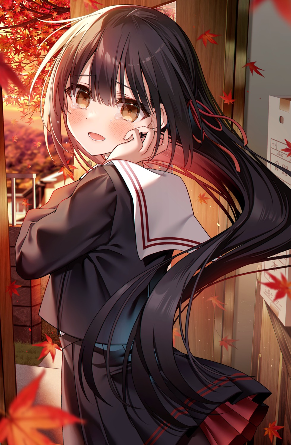 kuro_namako, pantyhose, seifuku, skirt_lift