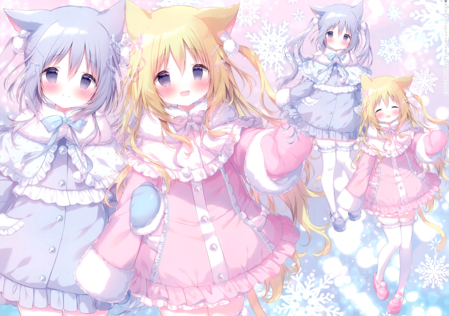 animal_ears, cornet_(shiratama), dress, garter, nekomimi, shiratama, shiratamaco, tail