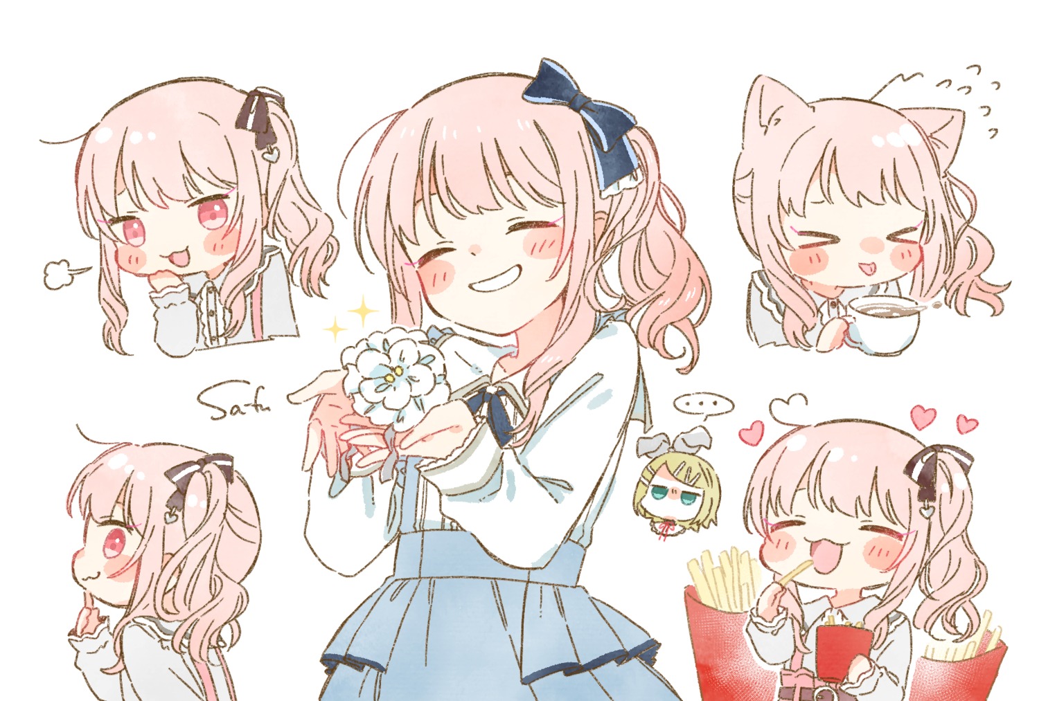 akiyama_mizuki, animal_ears, chibi, kagamine_rin, nekomimi, project_sekai, sa-fu, trap, vocaloid