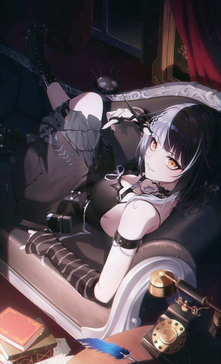 cleavage, dress, hololive, hololive_english, shiori_novella, star-ring, torn_clothes