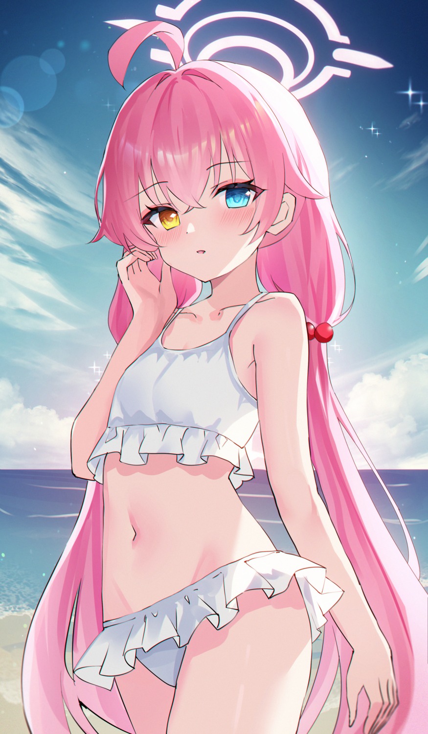 bikini, blue_archive, halo, heterochromia, swimsuits, takanashi_hoshino, usagi_(786113654)