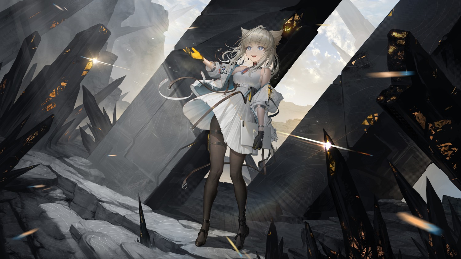 animal_ears, arknights, arknights:_endfield, artist_revision, dress, garter, nekomimi, pantyhose