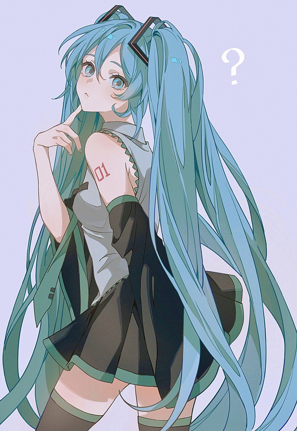 hatsune_miku, mameko_(l8_w3), tattoo, thighhighs, vocaloid