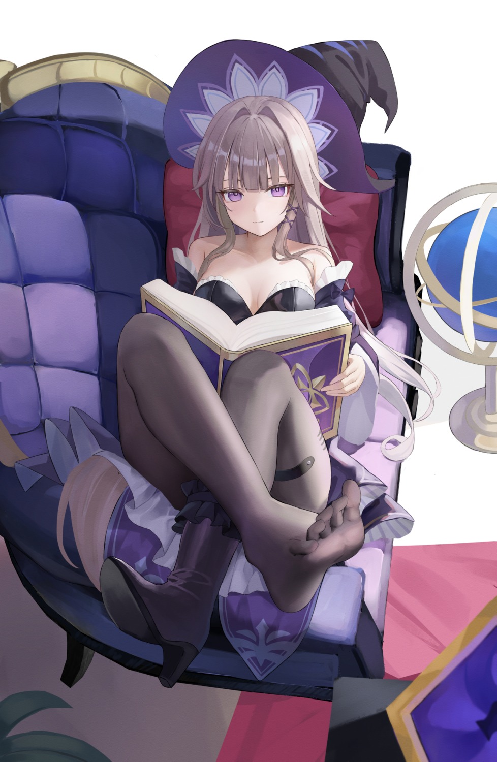 cleavage, feet, garter, heels, herta, honkai:_star_rail, i_ruru, no_bra