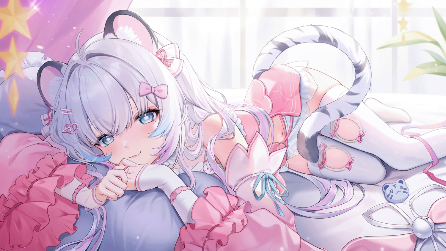 animal_ears, compression_artifacts, himeko_kumi, indie_virtual_youtuber, see_through, tail, thighhighs, wolfbro