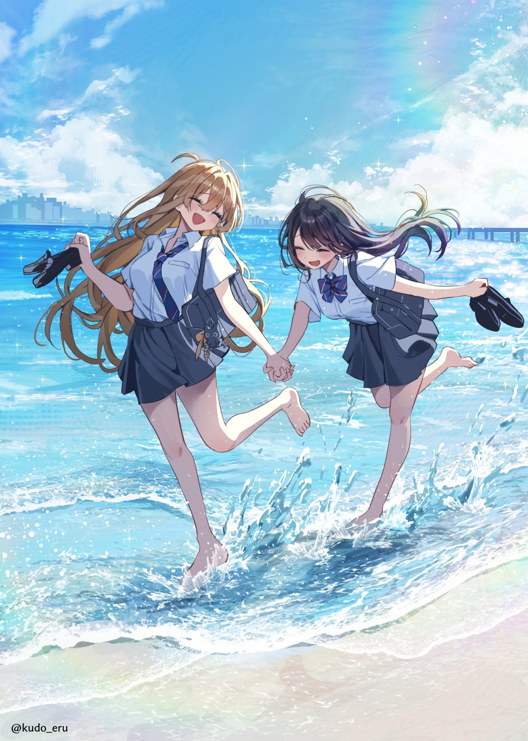 kudou_eru, seifuku, wet