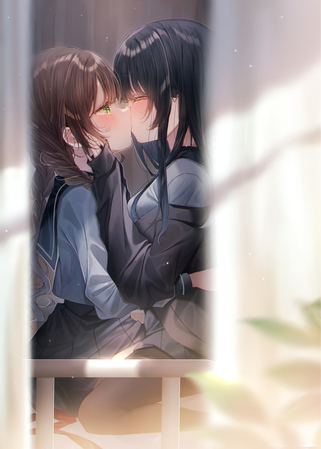 pantyhose, seifuku, touki_matsuri, yuri