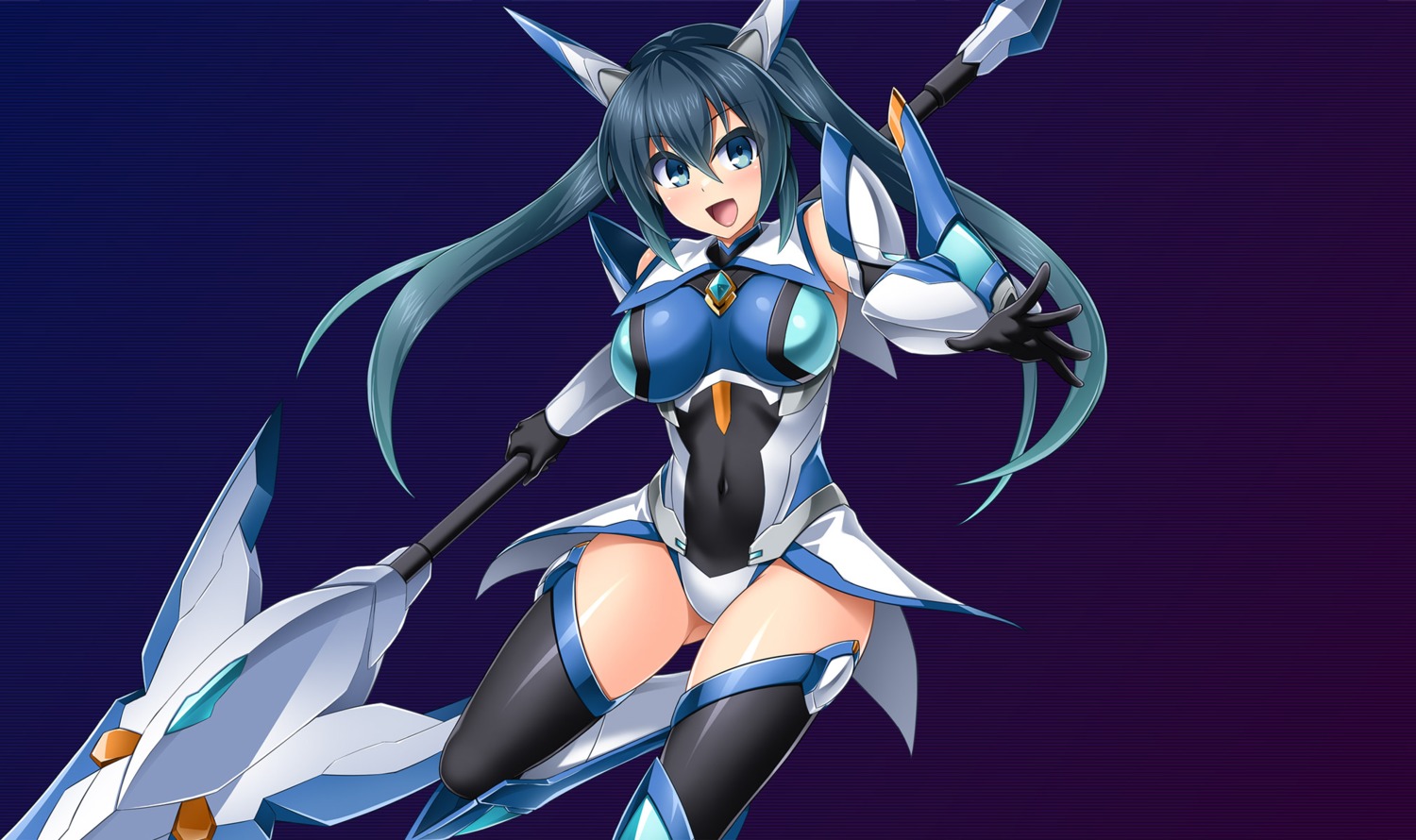armor, ikameshi, leotard, lusterise, thighhighs, weapon