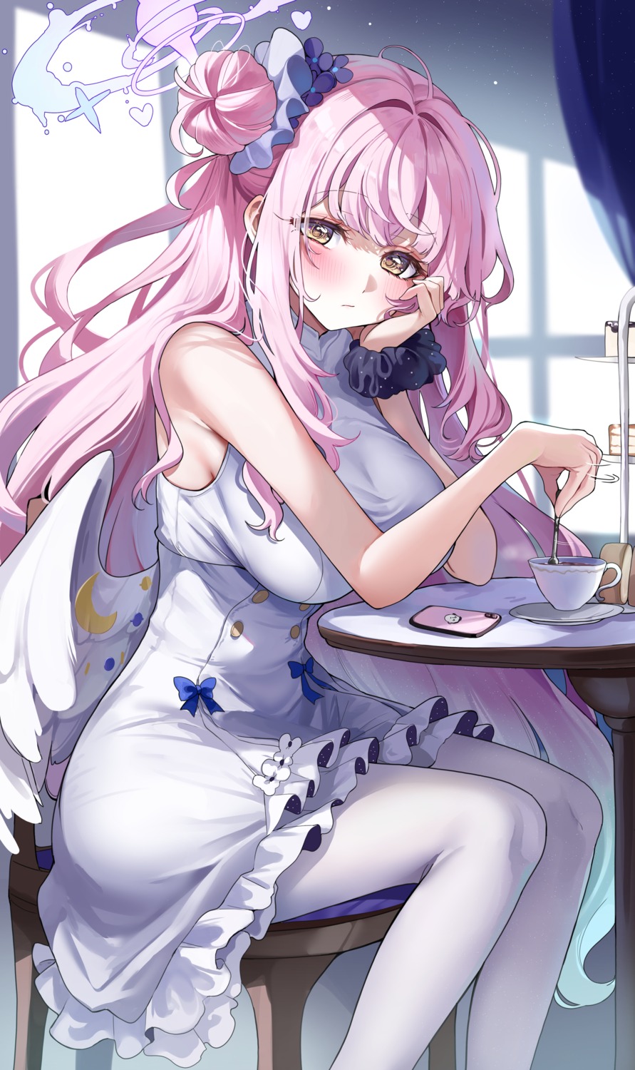 angel, blue_archive, dress, misono_mika, pantyhose, sak, wings