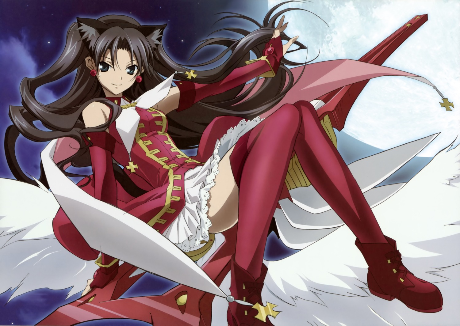 animal_ears, cropme, fate/stay_night, fujii_maki, kaleido_ruby, nekomimi, skirt_lift, thighhighs
