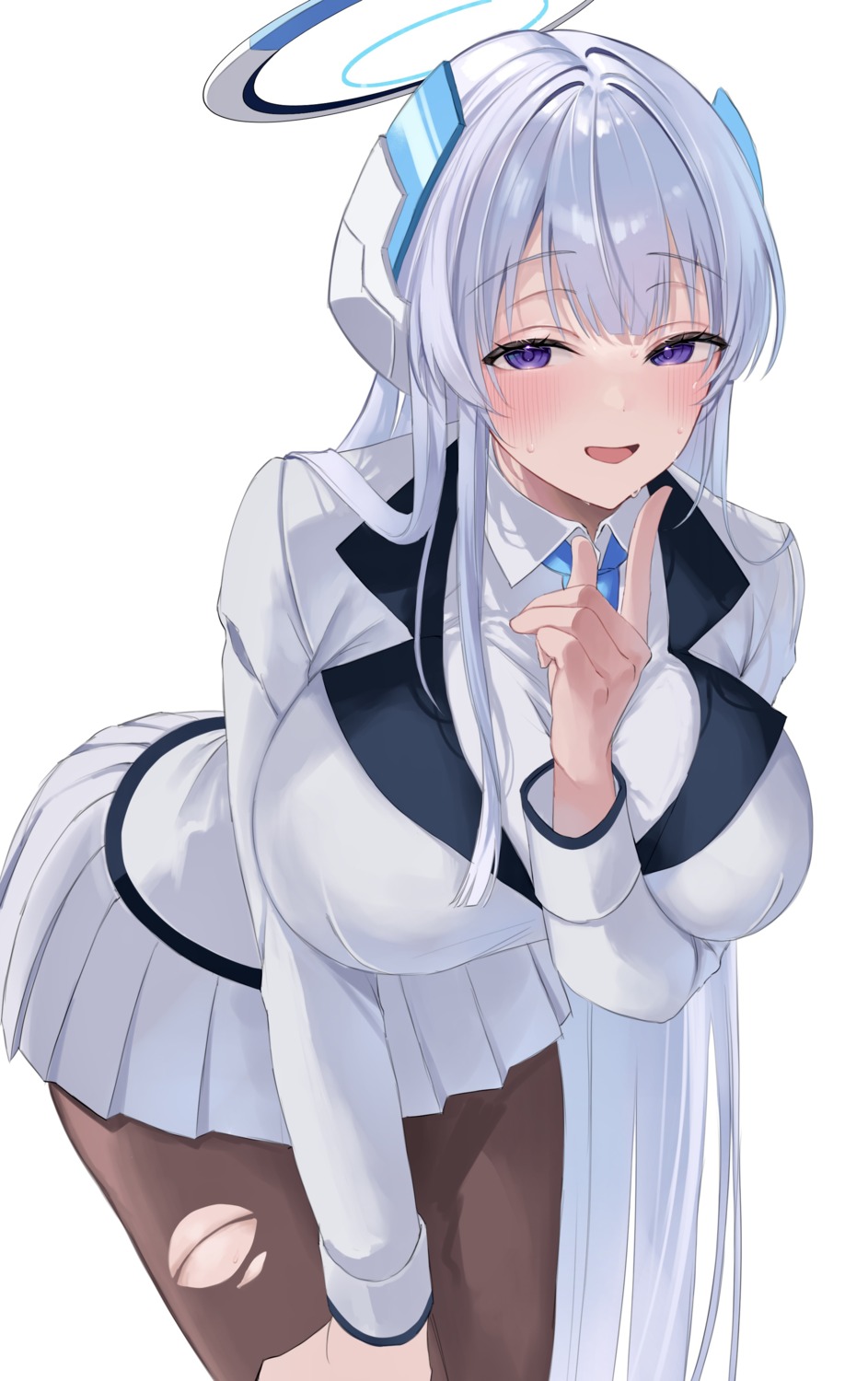 blue_archive, halo, pantyhose, seifuku, torn_clothes, ushio_noa, ya_ta