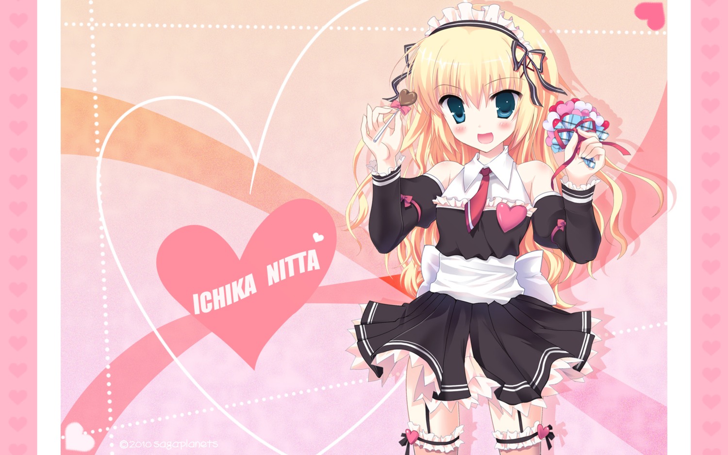 chimaro, kisaragi_gold_star, maid, nitta_ichika, saga_planets, stockings, thighhighs, valentine