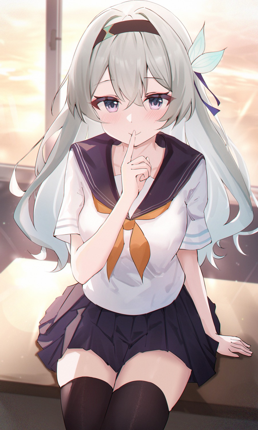 firefly, honkai:_star_rail, seifuku, thighhighs, usagi_(786113654)