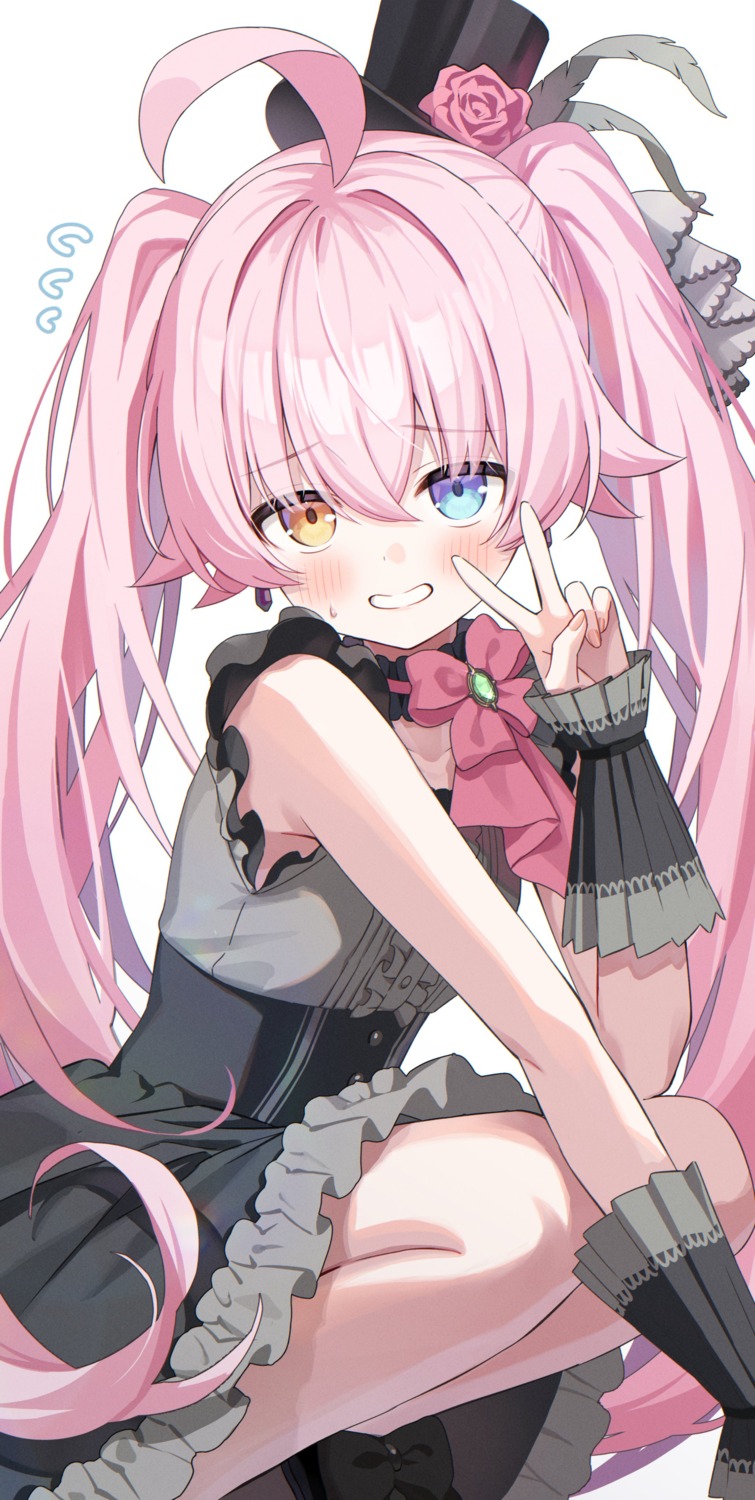 blue_archive, cosplay, heterochromia, iochi_mari, momoimon, skirt_lift, takanashi_hoshino, uniform