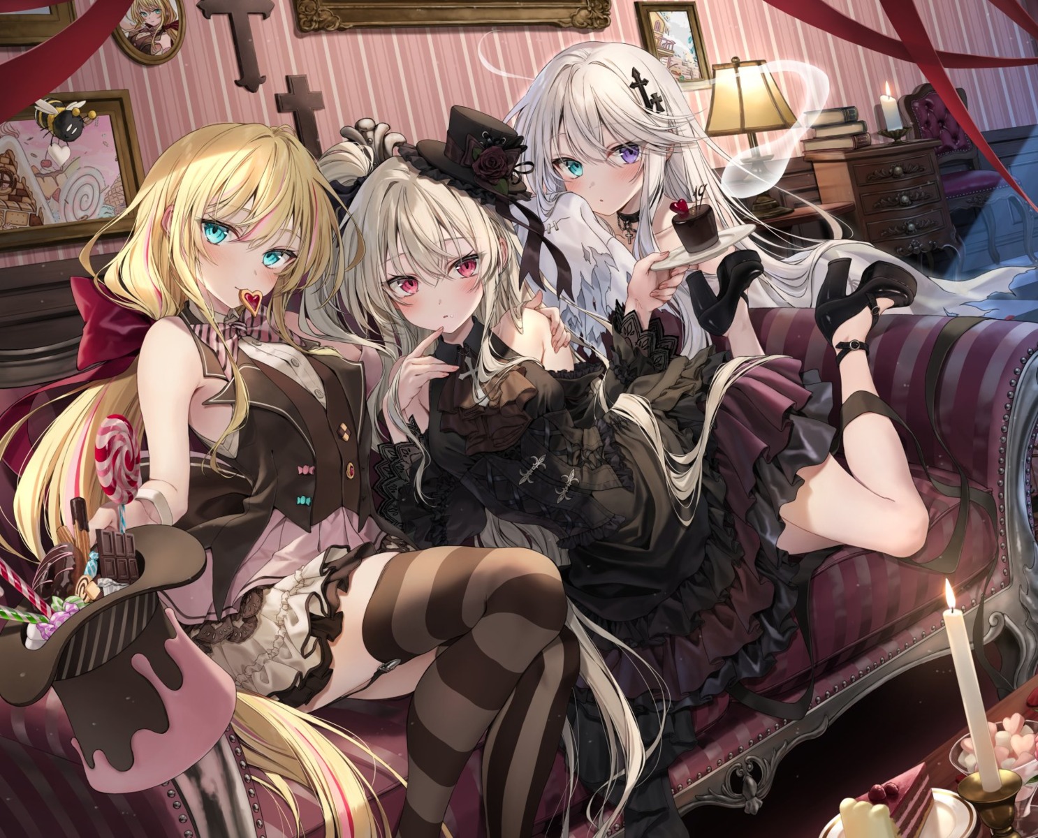 dress, gothic_lolita, halloween, heels, heterochromia, kakao_rantan, lolita_fashion, see_through