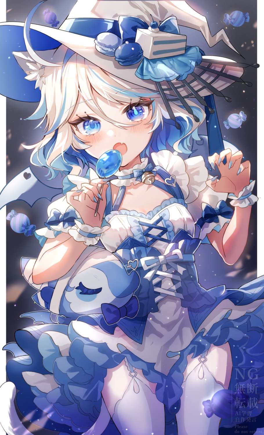 animal_ears, furina, genshin_impact, heterochromia, ichineko., nekomimi, stockings, tail