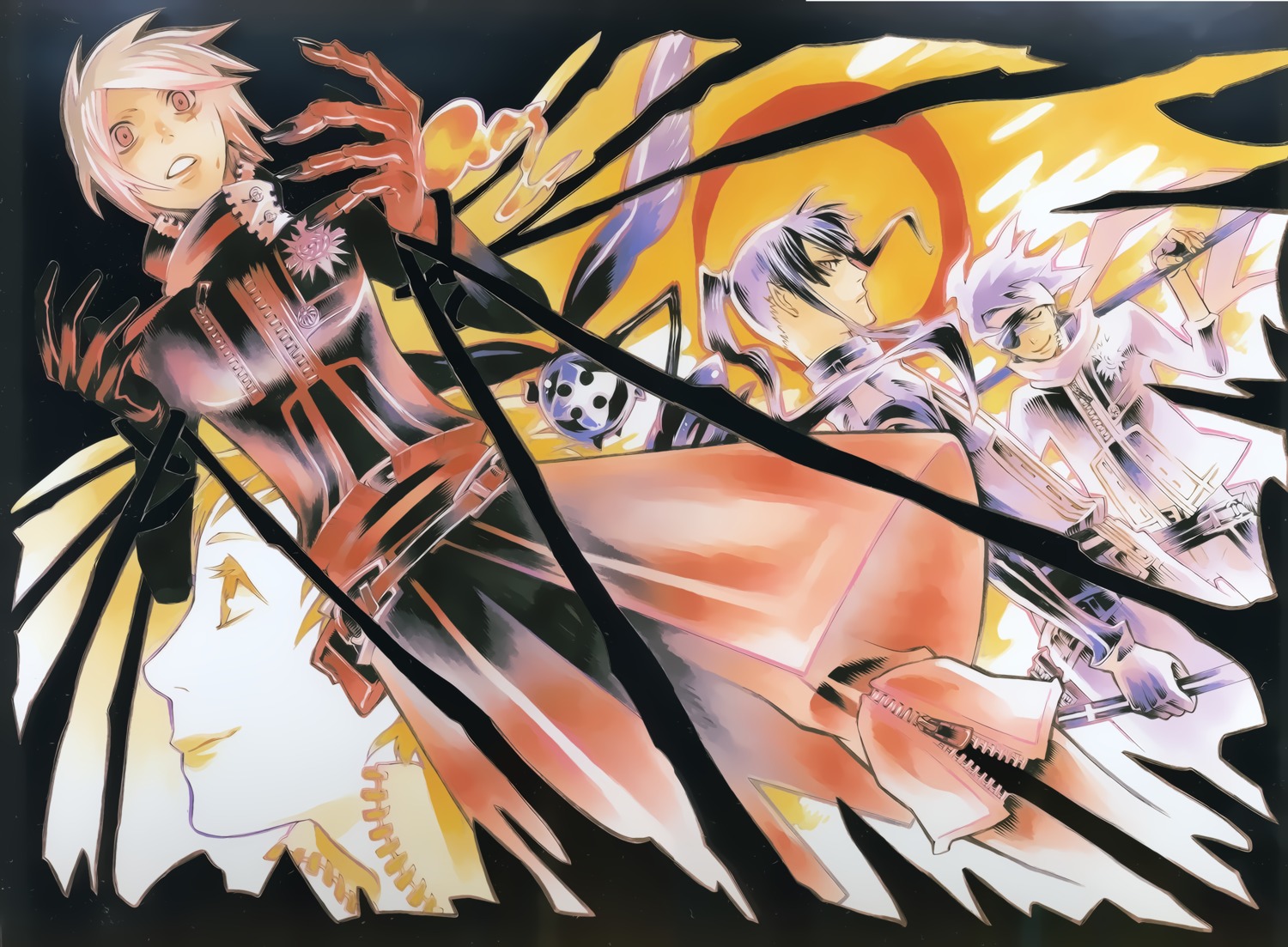 allen_walker, cropme, d.gray-man, eyepatch, hoshino_katsura, kanda_yu, lavi, lenalee_lee