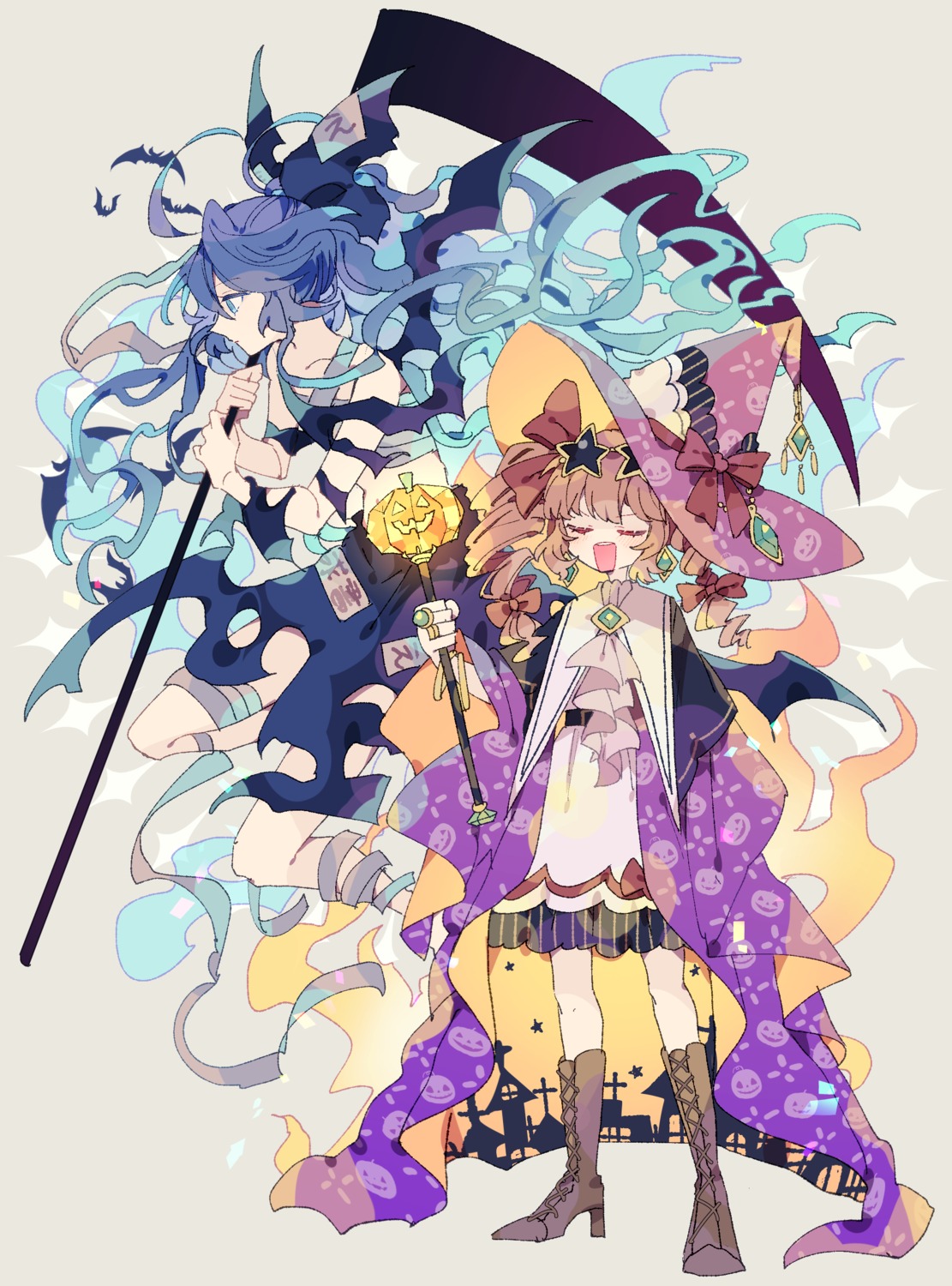 bandages, halloween, heels, megane, niko_rashika, sarashi, touhou, weapon