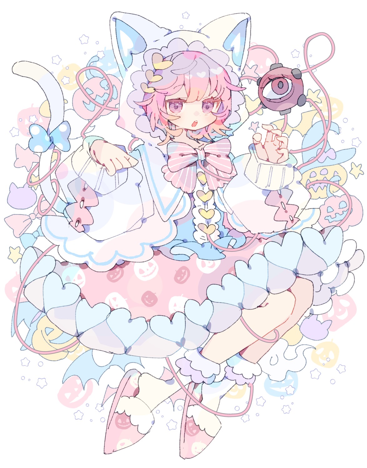 animal_ears, dress, halloween, komeiji_satori, nekomimi, niko_rashika, tail, touhou
