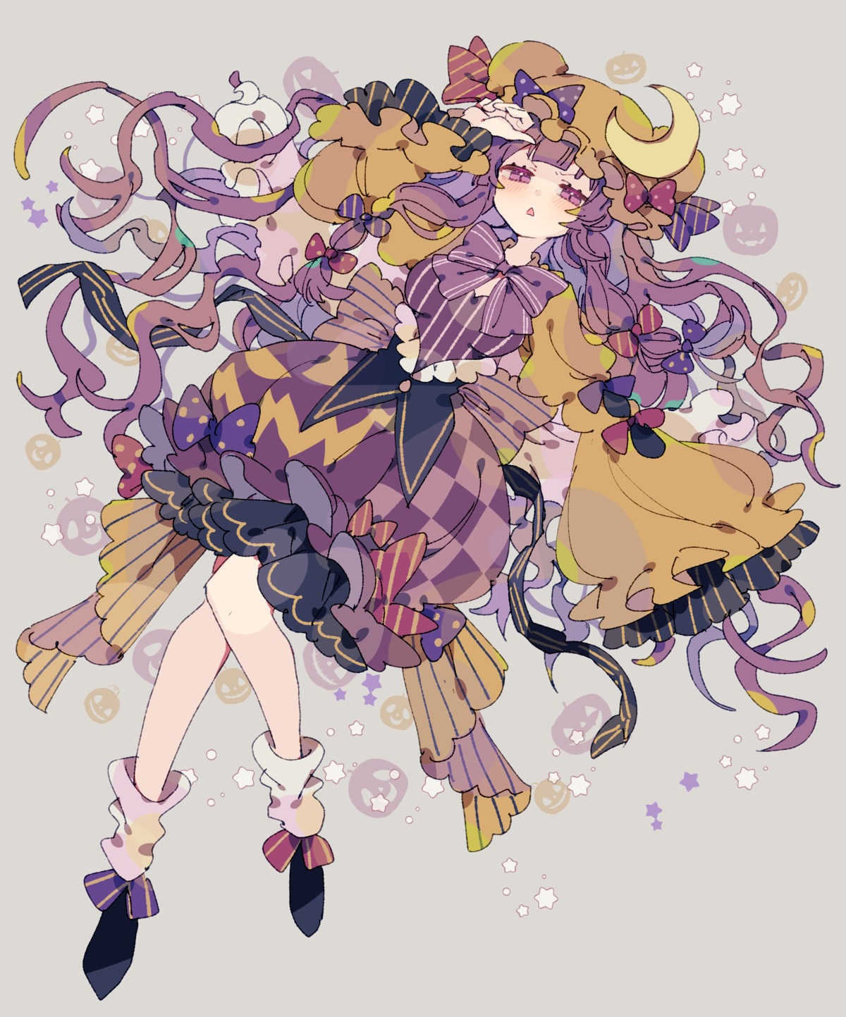 animal_ears, dress, halloween, niko_rashika, patchouli_knowledge, touhou