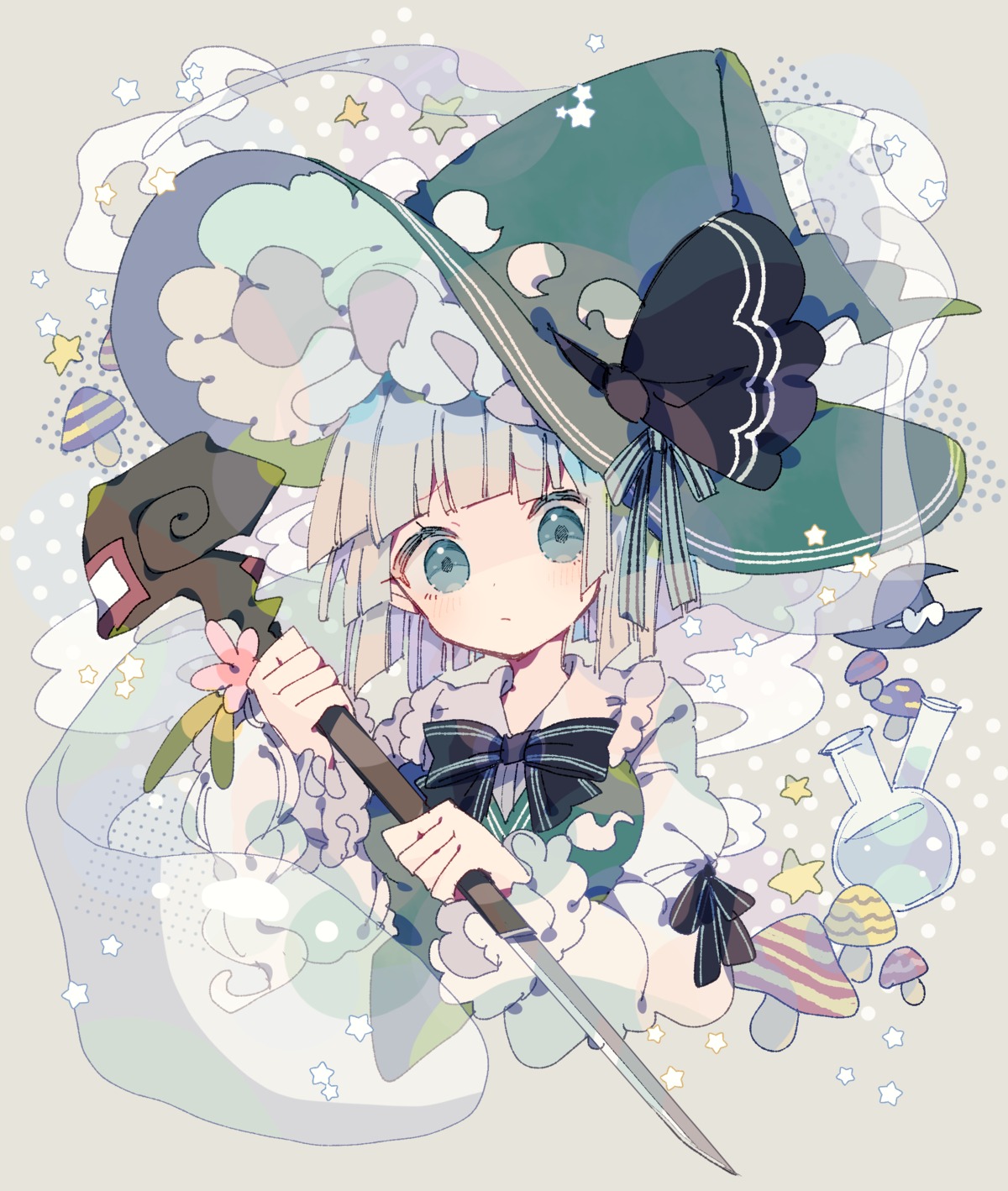 konpaku_youmu, myon, niko_rashika, touhou, weapon, witch