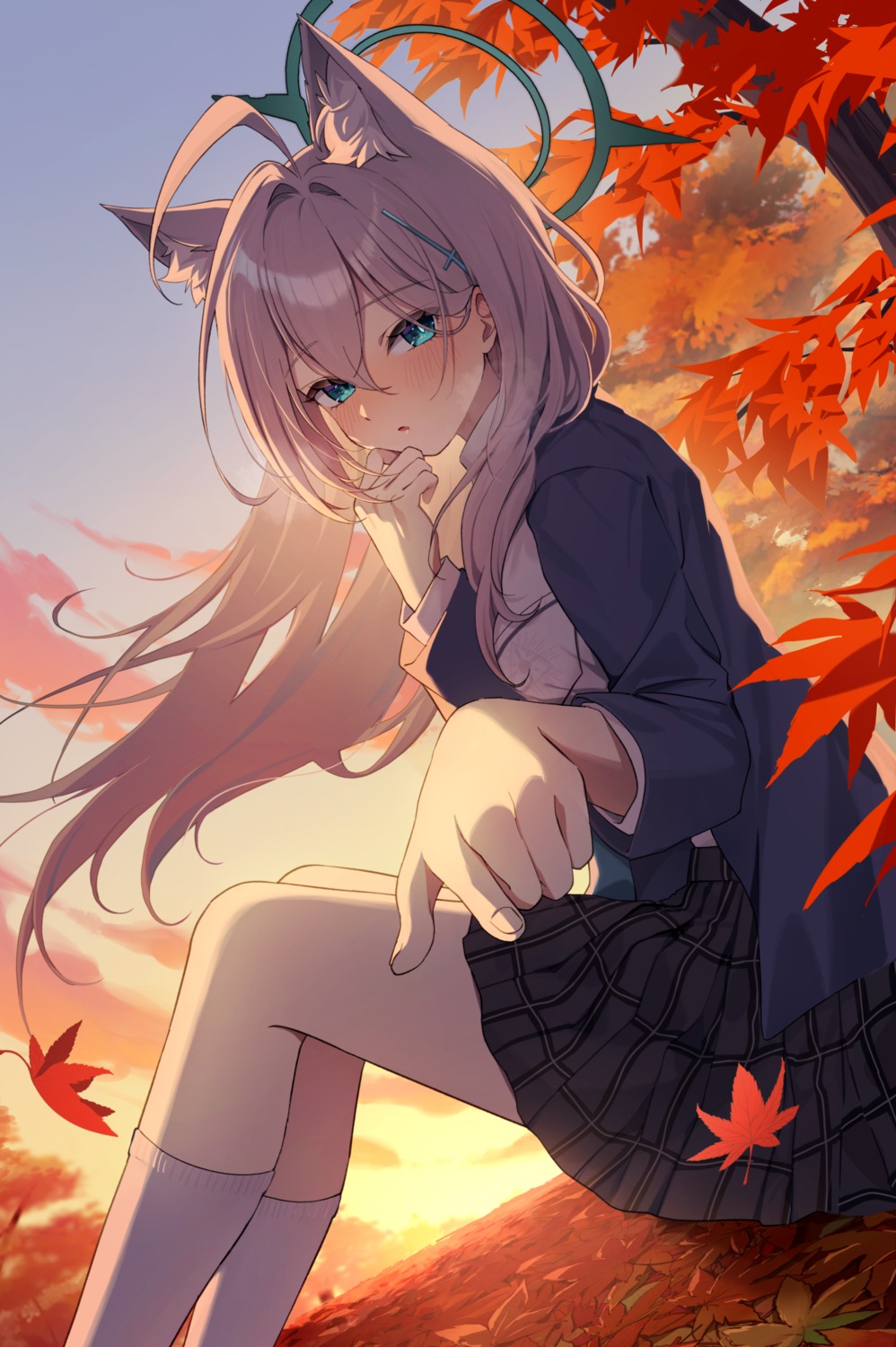 animal_ears, blue_archive, halo, maruta_(shummylass), nekomimi, seifuku, sunaookami_shiroko, sunaookami_shiroko_terror
